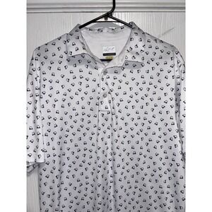 Callaway‎ Polo Shirt Mens Large White Opti Dri Performance Golf All Over Print